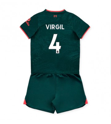 Liverpool Virgil van Dijk #4 Tredjedraktsett Barn 2022-23 Kortermet (+ Korte bukser)